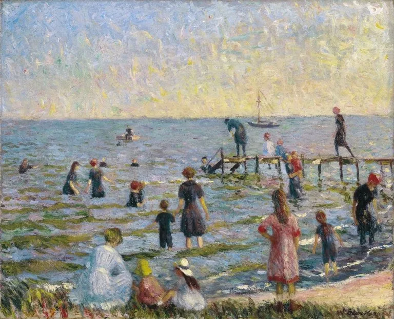 Bathing at Bellport, Long Island, by William James Glackens, oil, 1912