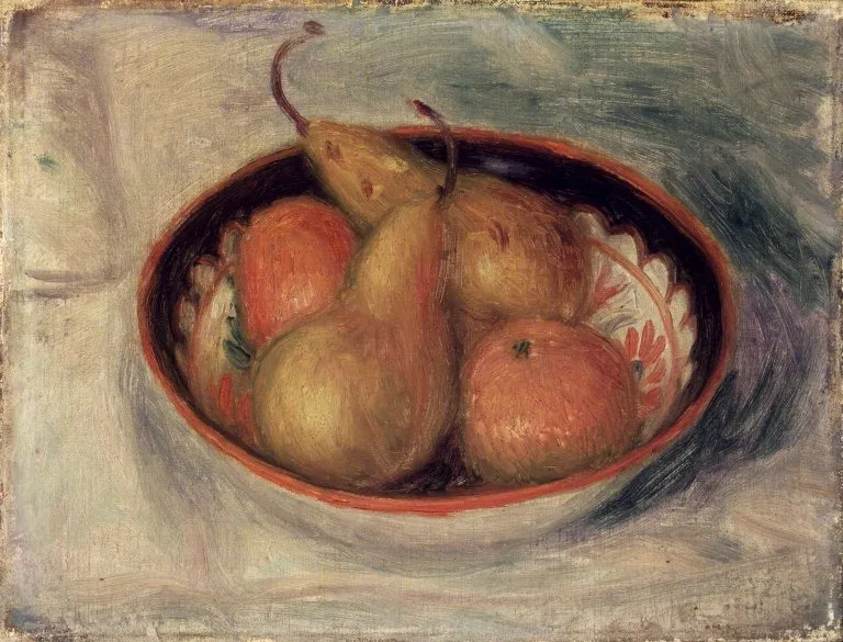 Pears and Oranges in a Bowl, by William James Glackens, oil, 1915