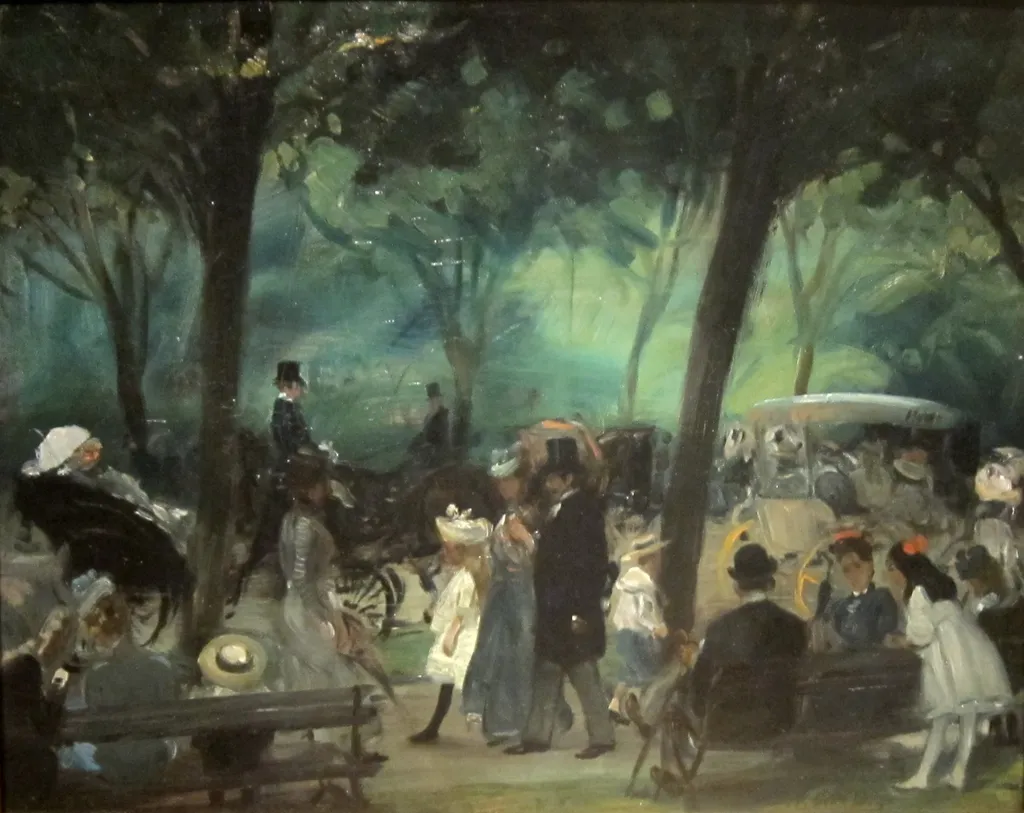 The Drive, Central Park, by William James Glackens, oil, 1905