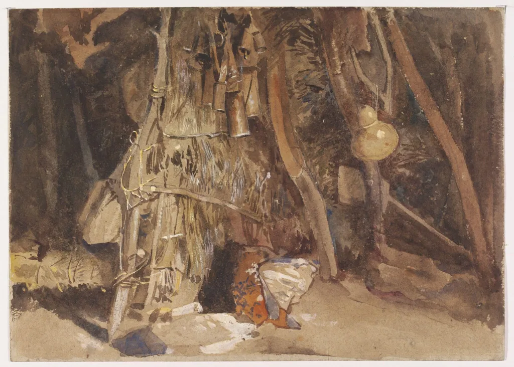 Interior of a Turkish shepherd's hut, by William James Müller, watercolor, 1845