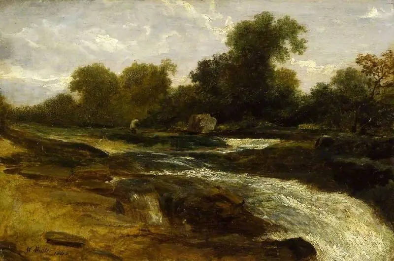 River landscape with an angler, by William James Müller