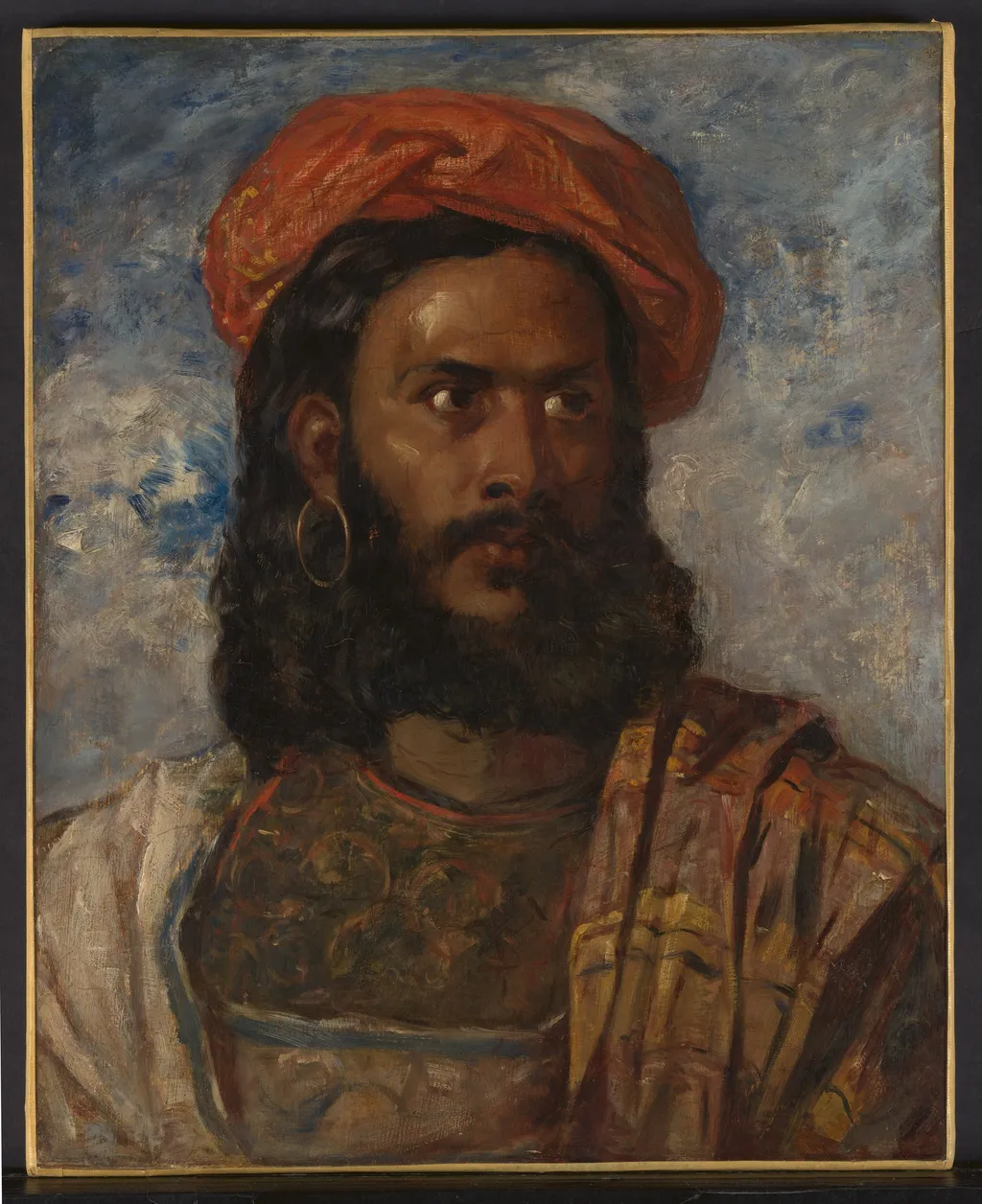 Study of a Man, Bust-Length, in Moorish Costume, by William James Müller, oil, 1843