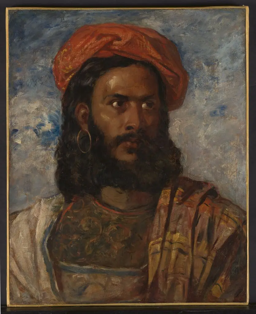 Study of a Man, Bust-Length, in Moorish Costume, by William James Müller