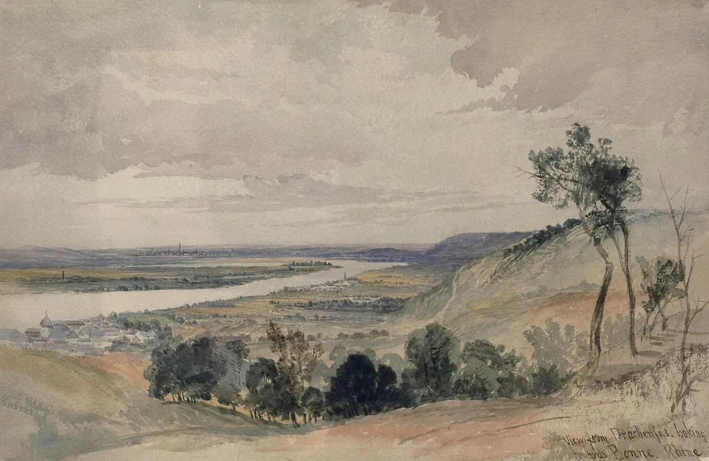 View from Drachenfels looking towards Bonne-Rhine, by William James Müller, watercolor, 1841