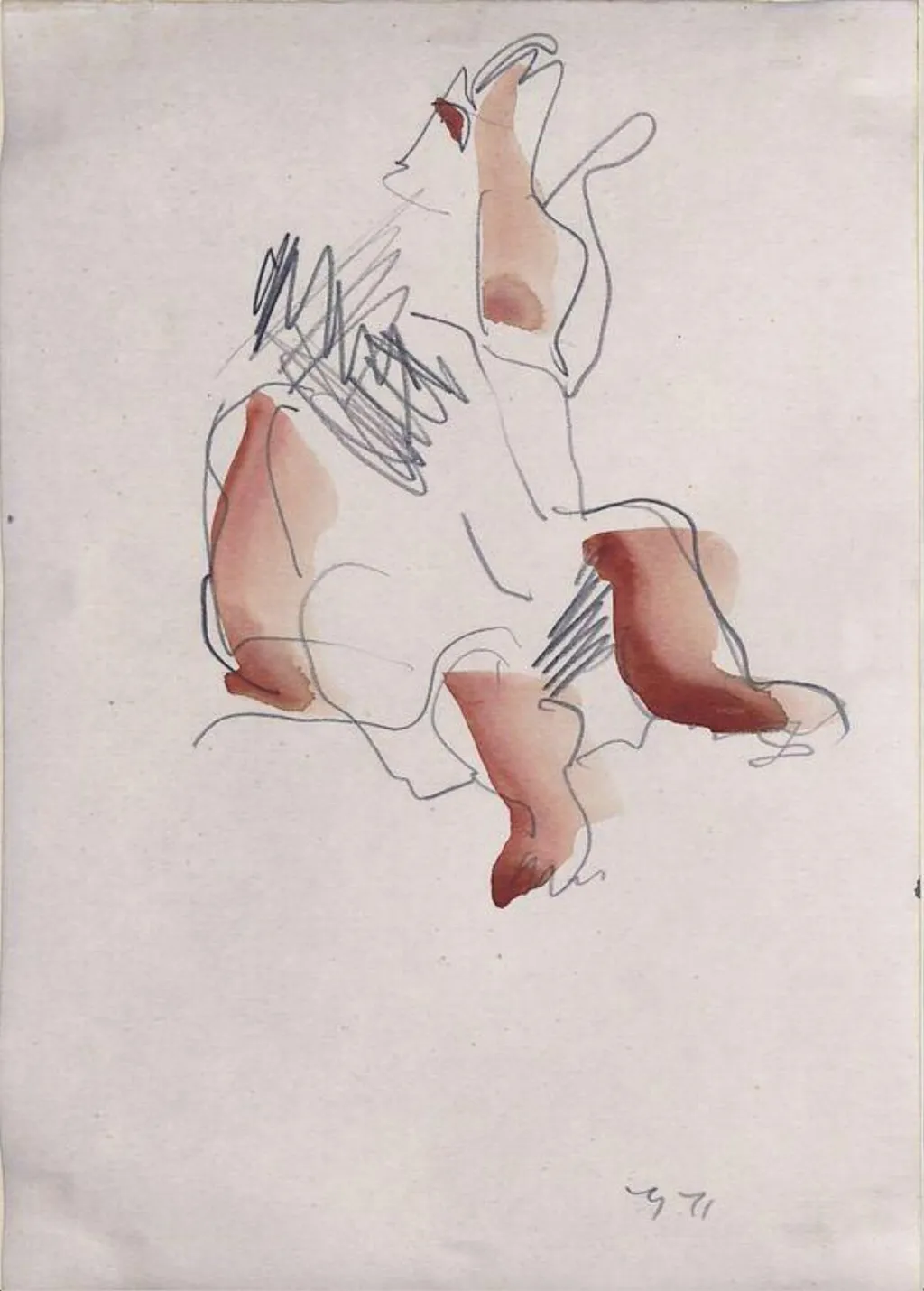 Drunken Lady, by William Johnstone, watercolor, 1971