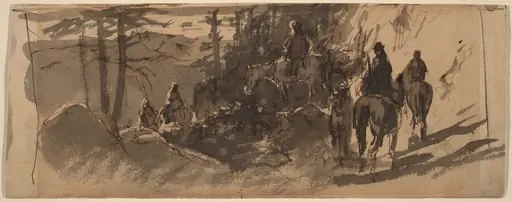 In the Sierras, A Pack Train, by William Keith