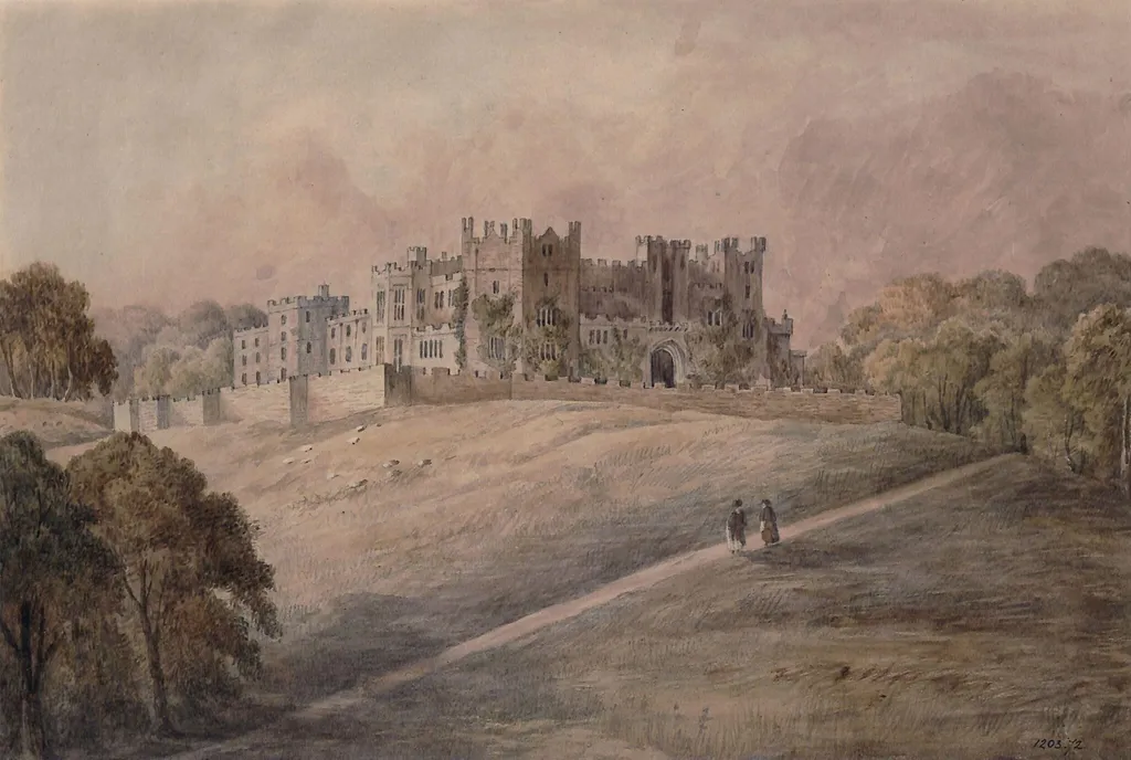 Raby Castle, by William Lewis, watercolor