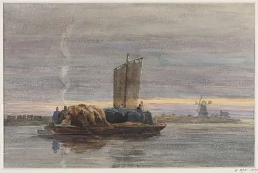 River Scene with Hay Barge, by William Louis Walton
