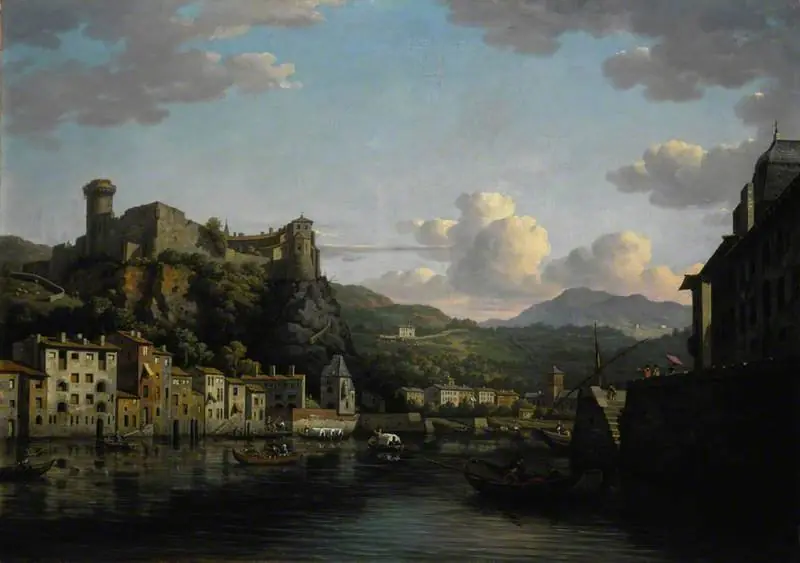 A View of the Château de Pierre Scize on the river Saône at Lyon, by William Marlow