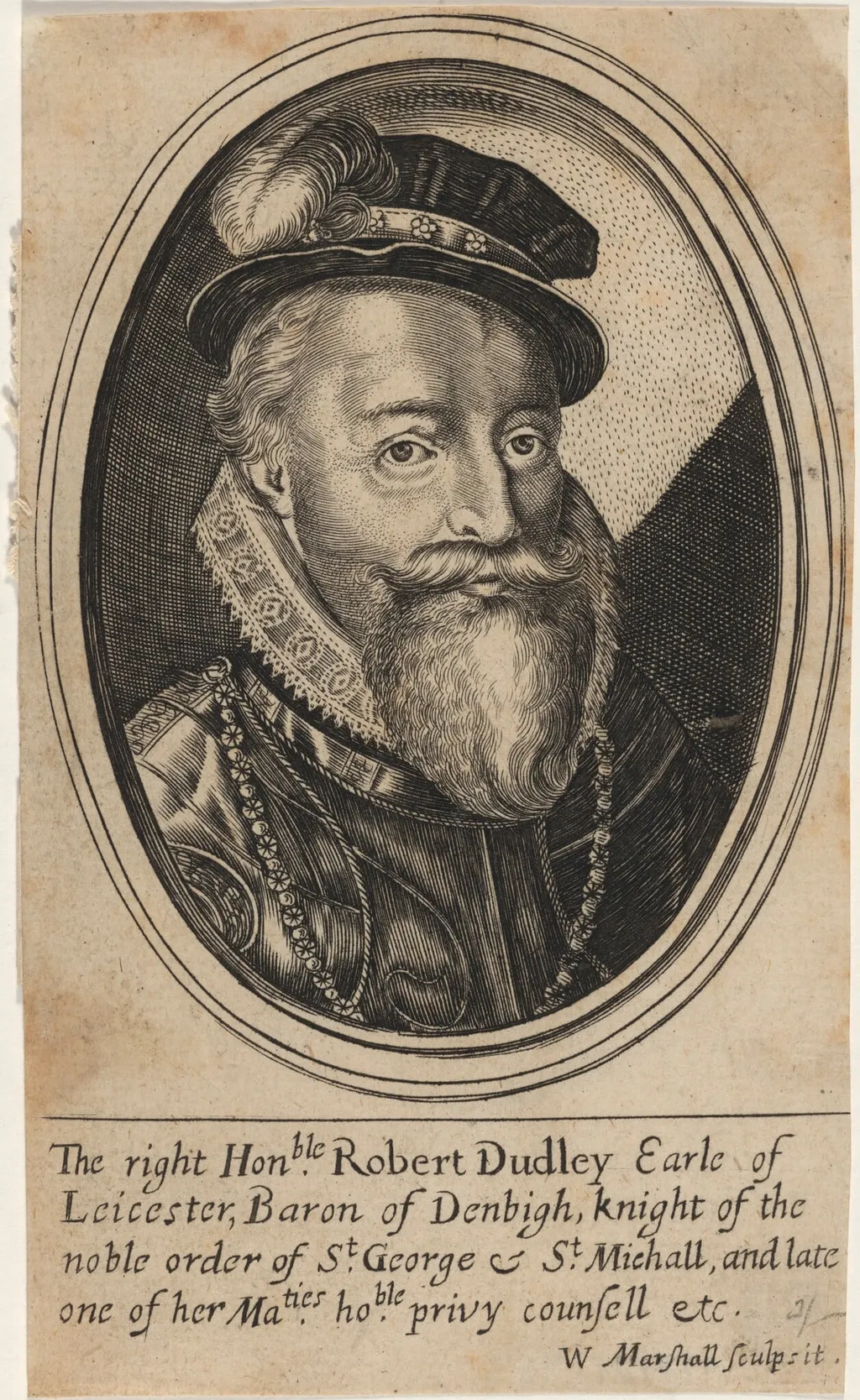 Robert Dudley, Earl of Leicester, by William Marshall, ink, 1623