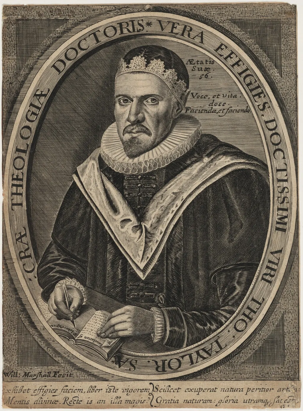 Thomas Taylor, D.D., by William Marshall, ink, 1623
