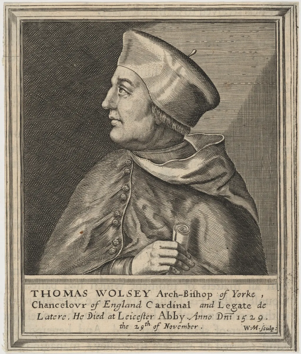 Thomas Wolsey, Cardinal, Archibishop of York, by William Marshall, ink, 1642