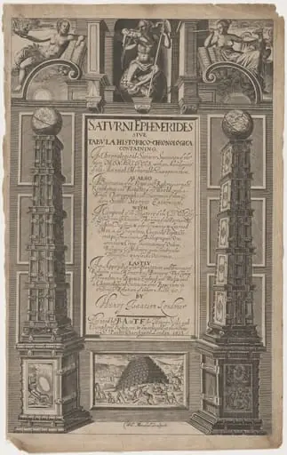 Title Page to Saturne Ephemerides by Henry Isaacson, by William Marshall