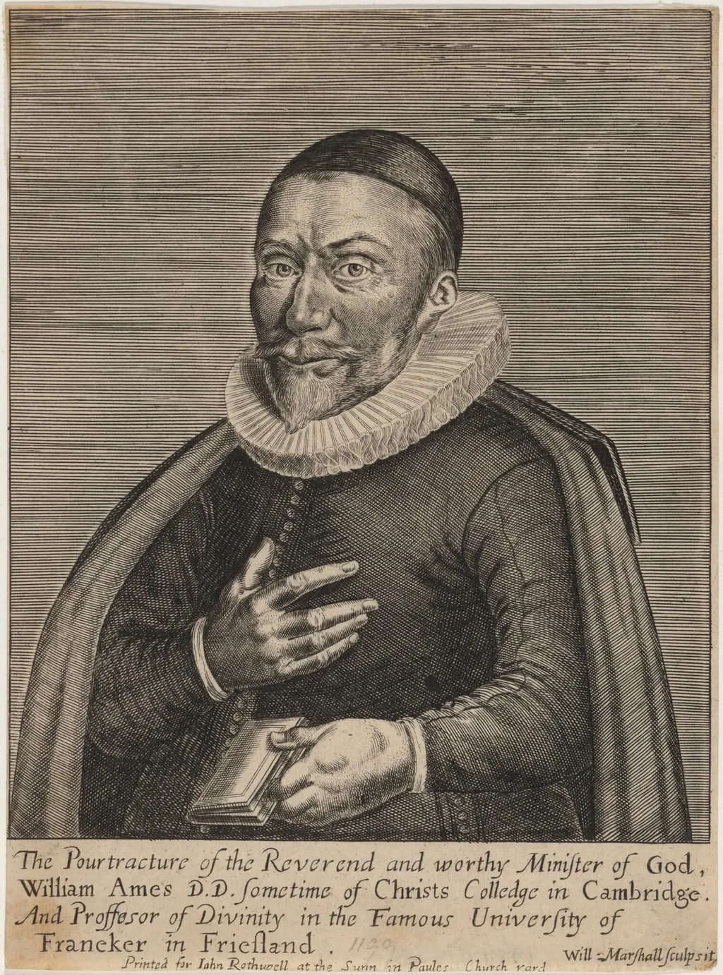William Ames, by William Marshall, ink, 1633