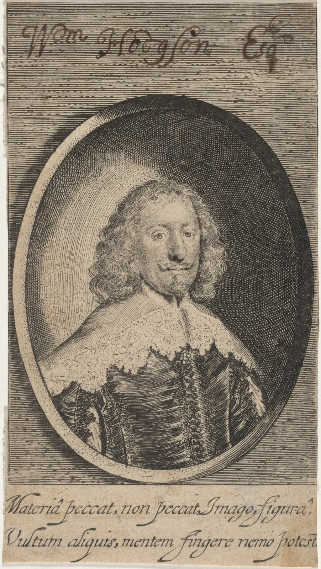 William Hodson, by William Marshall, ink, 1636