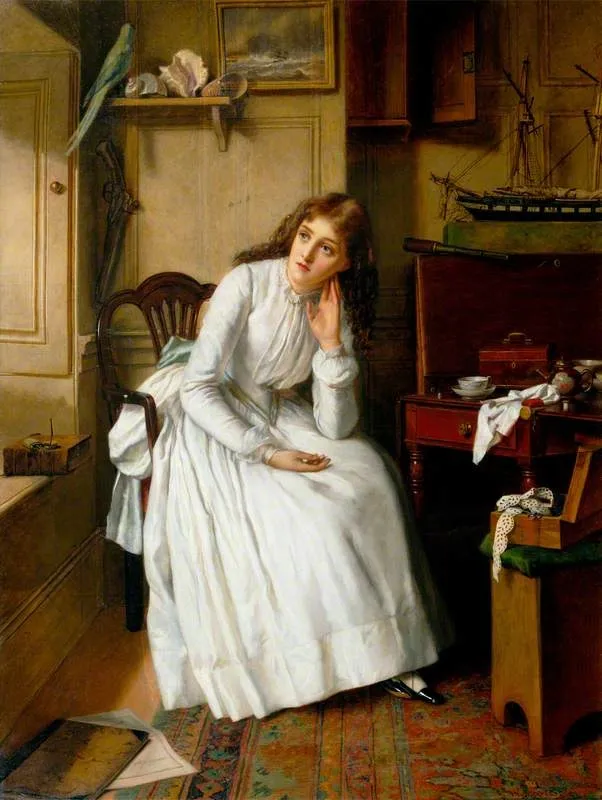 Florence Dombey in Captain Cuttle's Parlour, by William Maw Egley, oil, 1894