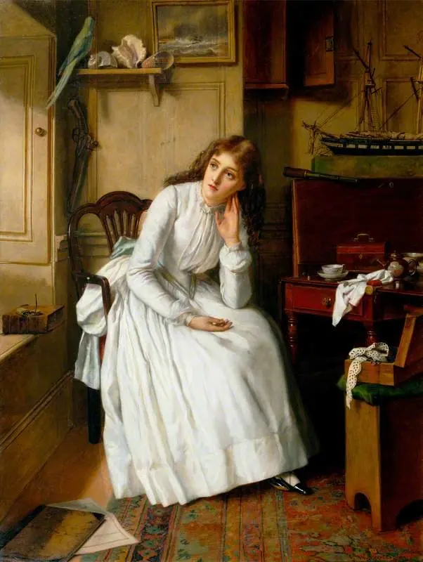 Florence Dombey in Captain Cuttle's Parlour, by William Maw Egley