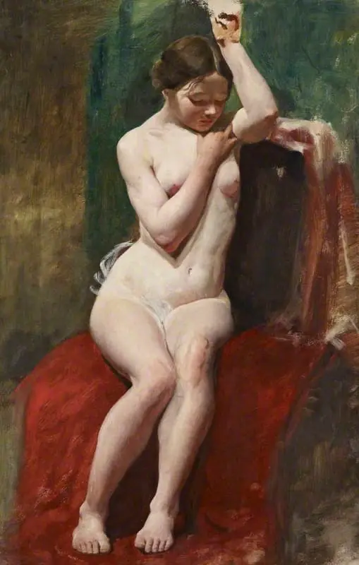 A Life Study of a Female Nude Model with her Left Arm Raised, by William McTaggart