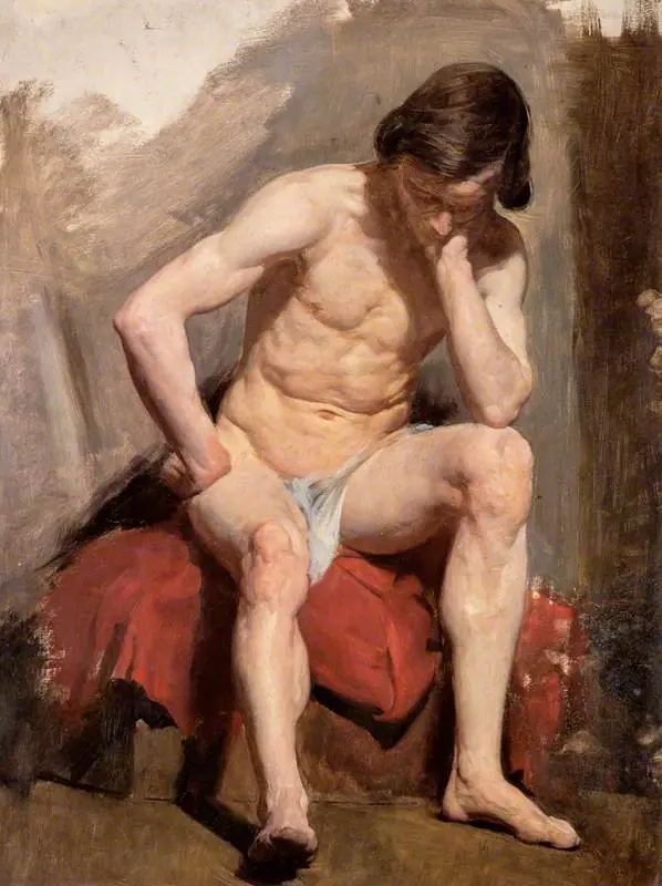 A Life Study of a Seated Nude Male Model, by William McTaggart