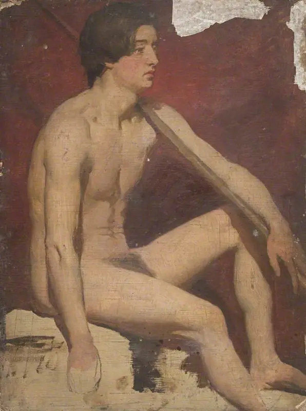 Life Study of a Seated Male Nude Holding a Staff, by William McTaggart