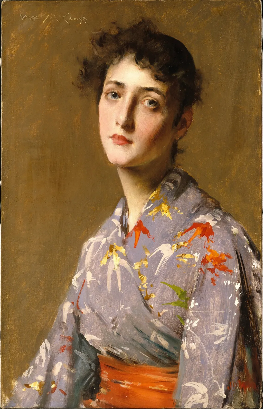 Girl in a Japanese Costume, by William Merritt Chase, oil, 1896