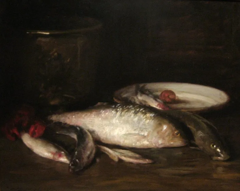 Still Life with Fish, by William Merritt Chase, unspecified, 1800