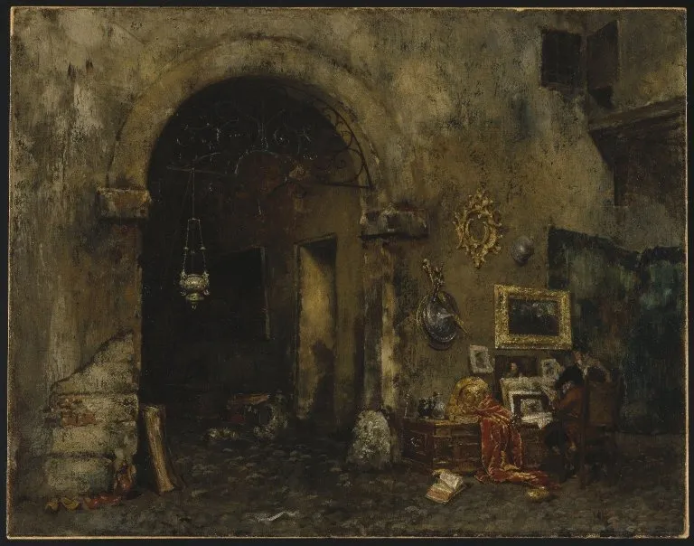 The Antiquary Shop, by William Merritt Chase, oil, 1890