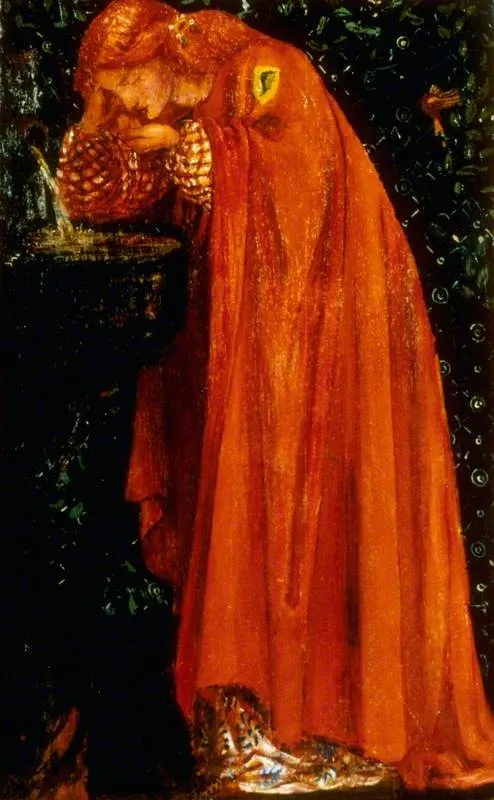Woman Drinking from a Fountain, by William Morris, oil, 1860