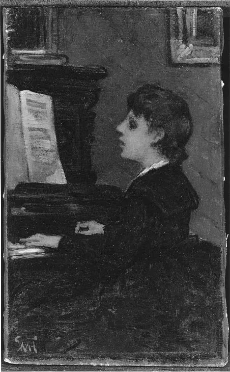 Girl at Piano, by William Morris Hunt, oil, 1861