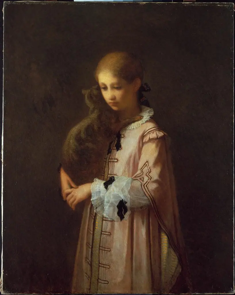 Girl with Cat, by William Morris Hunt