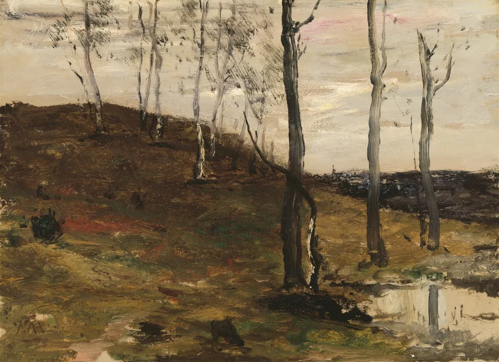 Hillside with Trees, by William Morris Hunt, oil, 1875