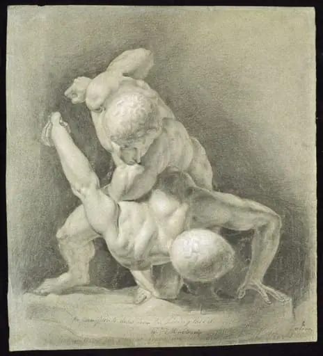 Academic study of the Wrestlers, by William Mulready