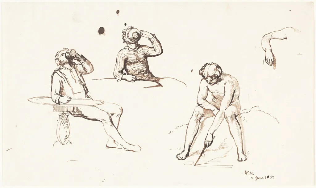 Figure Studies, by William Mulready, ink, 1832