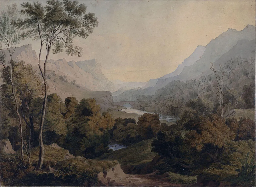 View on the Conwy, near Llanwrstm, Carnarvonshire, by William of Oxford Turner, watercolor, 1850