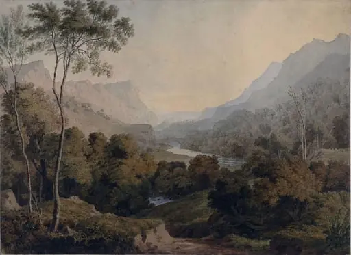 View on the Conwy, near Llanwrstm, Carnarvonshire, by William of Oxford Turner