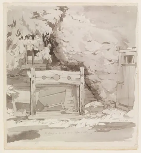 The Pillory in the Castle Ruins, Saffron Walden, by William P Robins