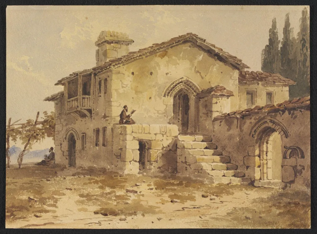 A Monastery, probably in Turkey or Greece, by William Page, watercolor, 1834