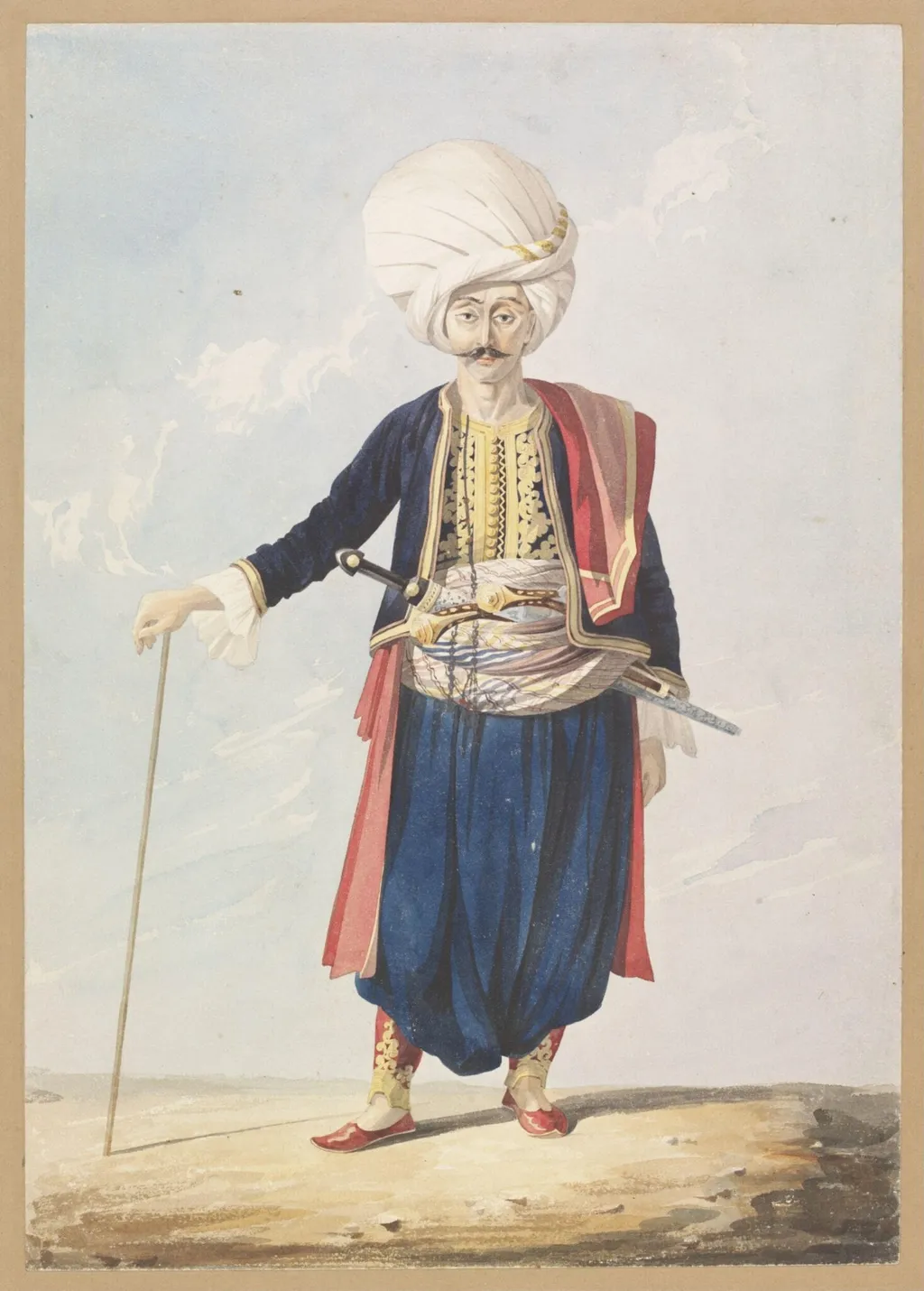Janissary at the English Palace Constantinople, by William Page, watercolor, 1820
