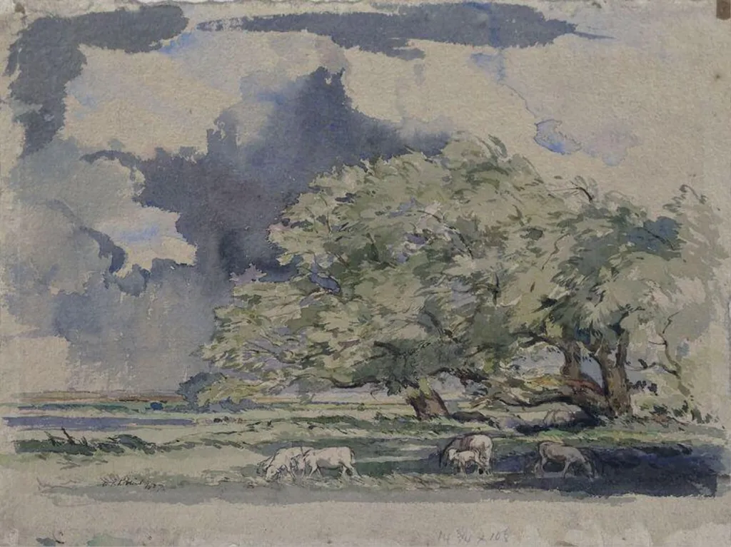 Marshes at Minster, by William Palmer Robins, watercolor, 1927