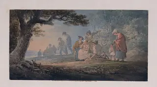 Landscape with figures, by William Payne