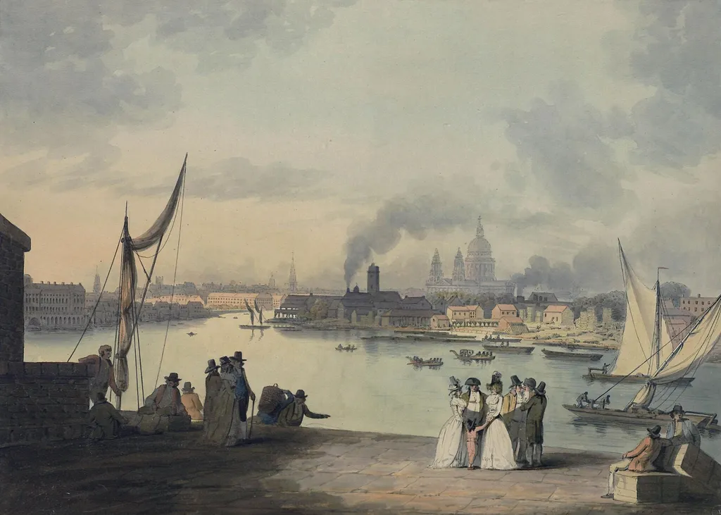 St. Paul's Cathedral from Westminster Bridge, by William Payne, watercolor, 1776