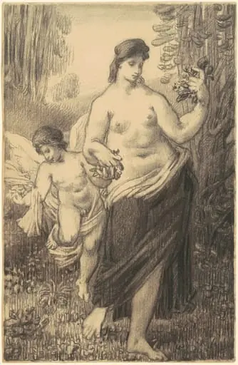 Nude Walking with Cupid, by William Perkins Babcock