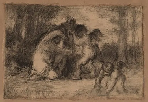 Wooded Landscape with Putti Helping a Woman Undress, by William Perkins Babcock