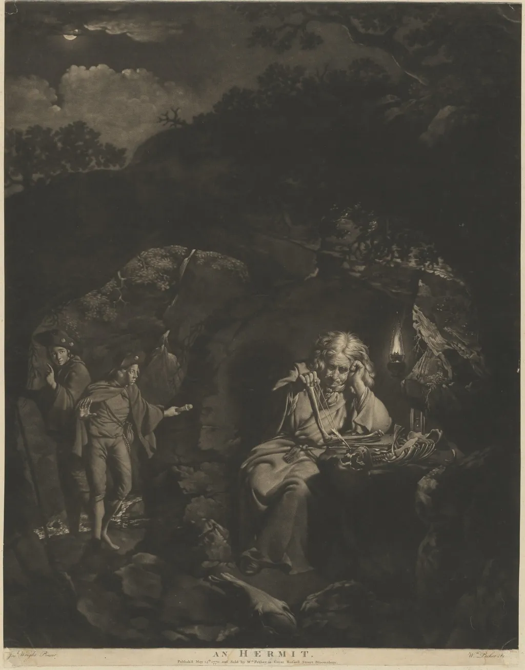 An Hermit, by William Pether, ink, 1770