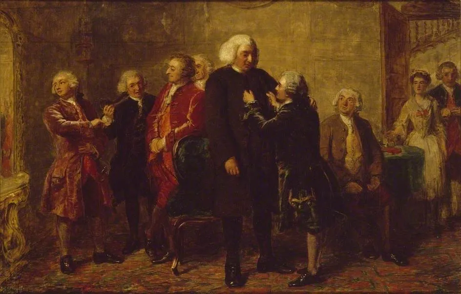 Before Dinner at Boswell's Lodging, 1769, by William Powell Frith, oil, 1868