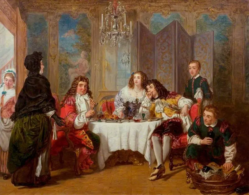 Madame Jourdain Finds Her Husband Entertaining Dorimène and Dorante (from Molière's 'Le Bourgeois Gentilhomme'), by William Powell Frith