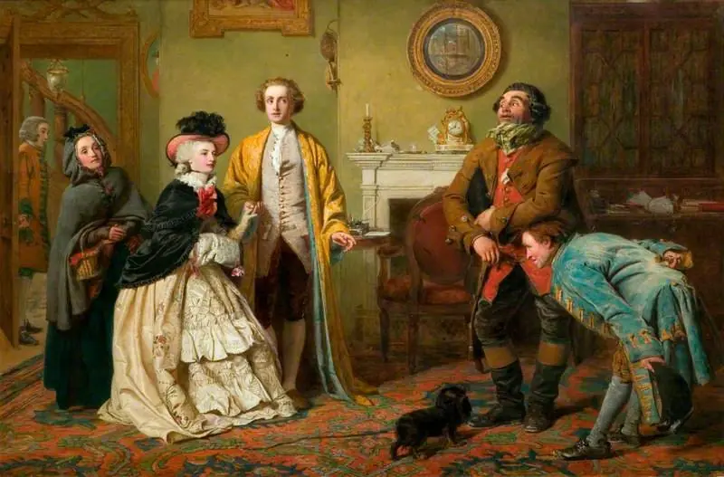 Mr Honeywood Introduces the Bailiffs to Miss Richland as His Friends (from Oliver Goldsmith's 'The Good-Natured Man', Act III, Scene 1), by William Powell Frith