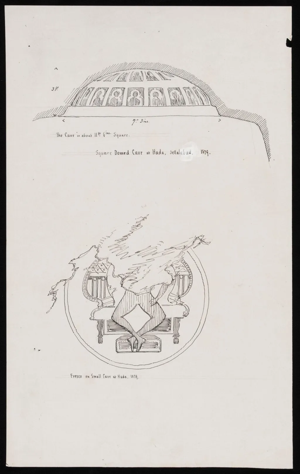 Square Domed Cave at Hada, Jellalabad, by William R.I. F.R.G.S. Simpson, 1879