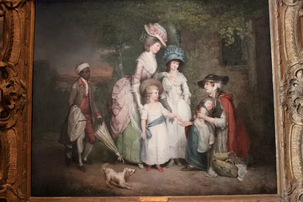 A Lady and Her Children Relieving a Cottager, by William Redmore Bigg
