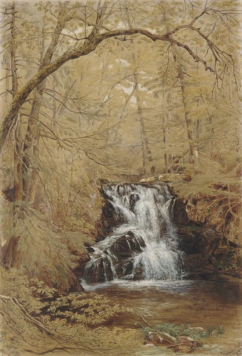 Indian Falls, Indian Brook, Cold Springs, New York, by William Rickarby Miller, watercolor, 1850